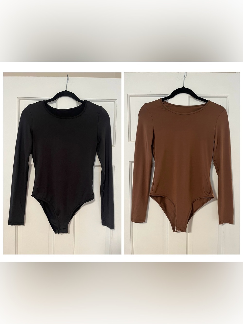 SHEIN 2 Long-Sleeve One-Piece Bodysuits in Black and Brown